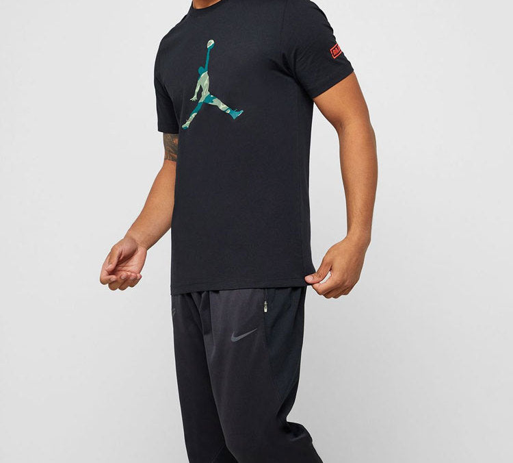 Air Jordan City Of Flight Flying Man Printing Short Sleeve Black AT9180-010