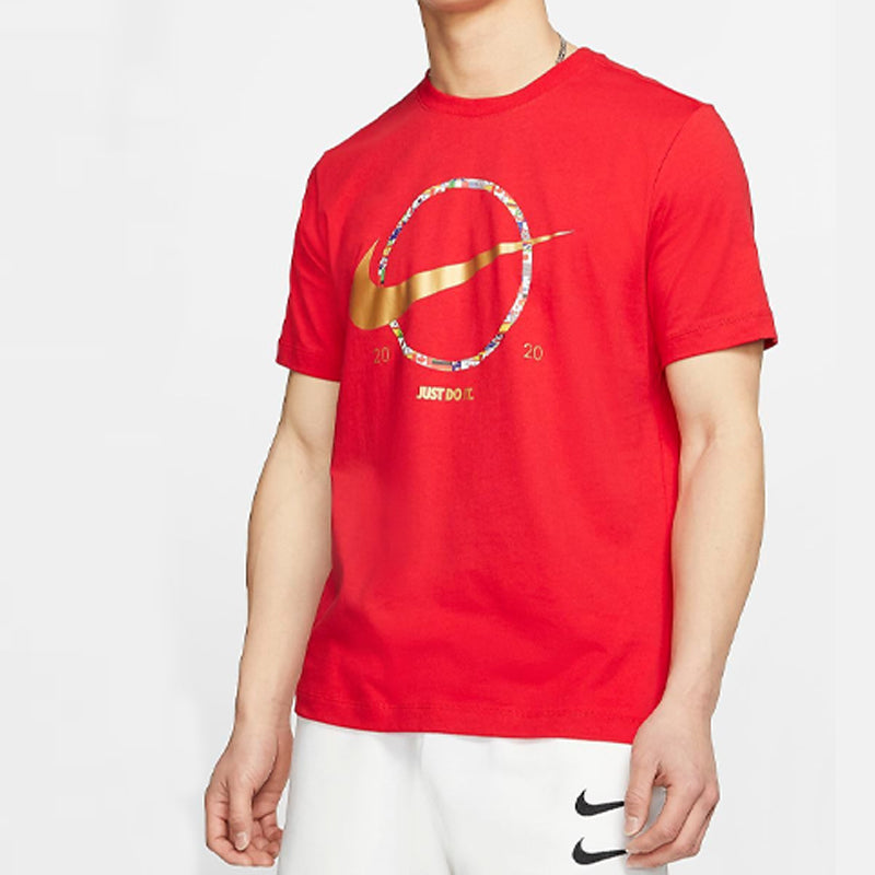 Nike Sportswear Logo Printed Short Sleeve TEE Men Red CT6872-657