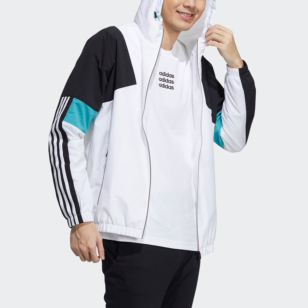 adidas neo M Cs Cb Wb 2 Logo Embroidered Contrasting Colors Sports Jacket White GP5685