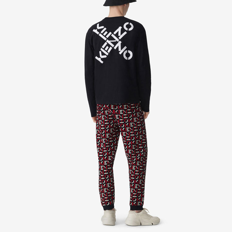 Men's KENZO Logo Alphabet Printing Long Sleeves Black FA65TS1504SK-99