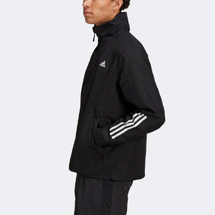 Men's adidas Bsc 3s R.r Jkt Sports Storage Simple Hooded Jacket Black H65773