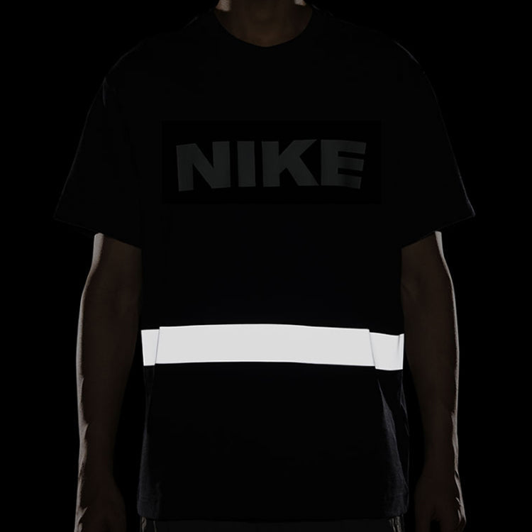 Men's Nike Logo Alphabet Printing Round Neck Casual Short Sleeve Black T-Shirt DB3605-010