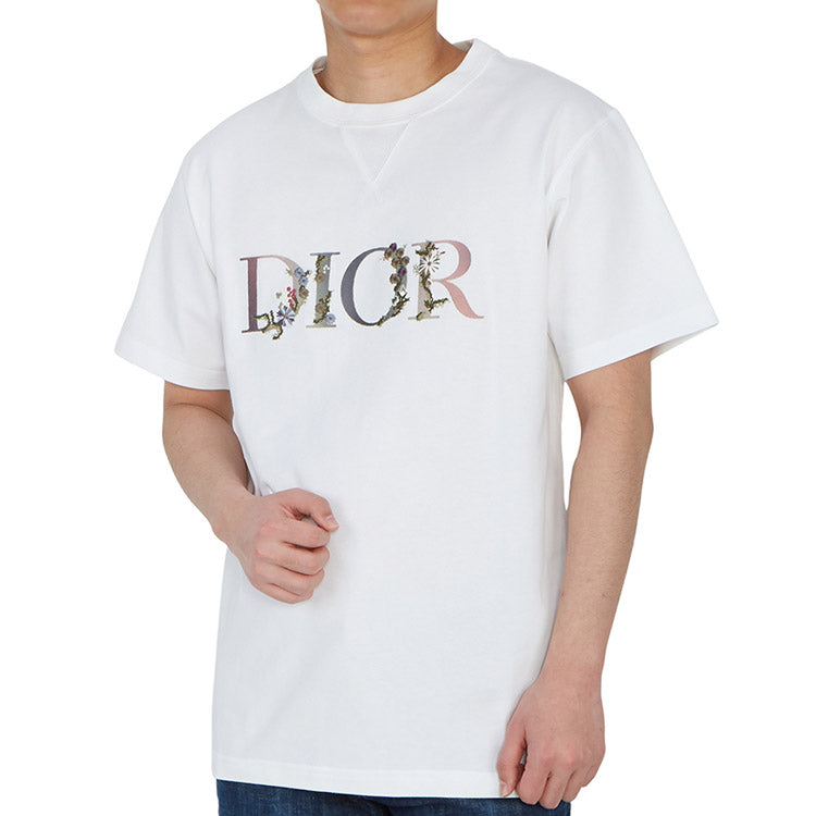 DIOR SS21 Flowers Floral Logo Embroidered Print Loose For Men Black 113J686A0554-C084