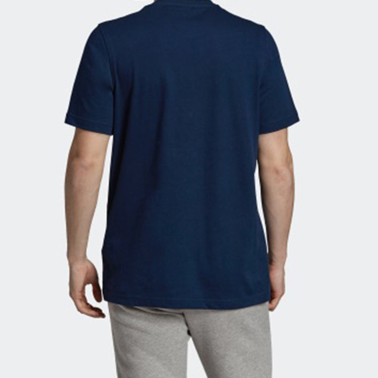 Men's adidas originals Trefoil Tee Colleage Alphabet Printing Breathable Short Sleeve Blue ED4715