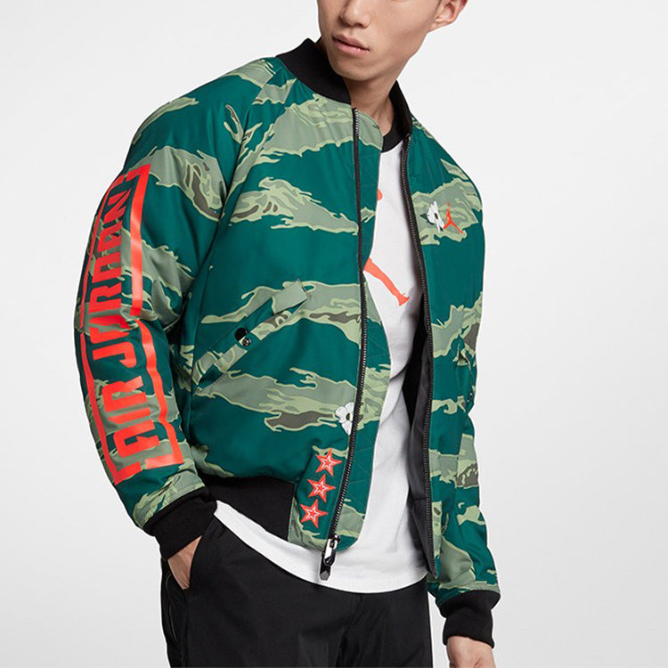 Air Jordan City Of Flight Printing Athleisure Casual Sports Stay Warm Jacket Camouflage Green AT9006-010