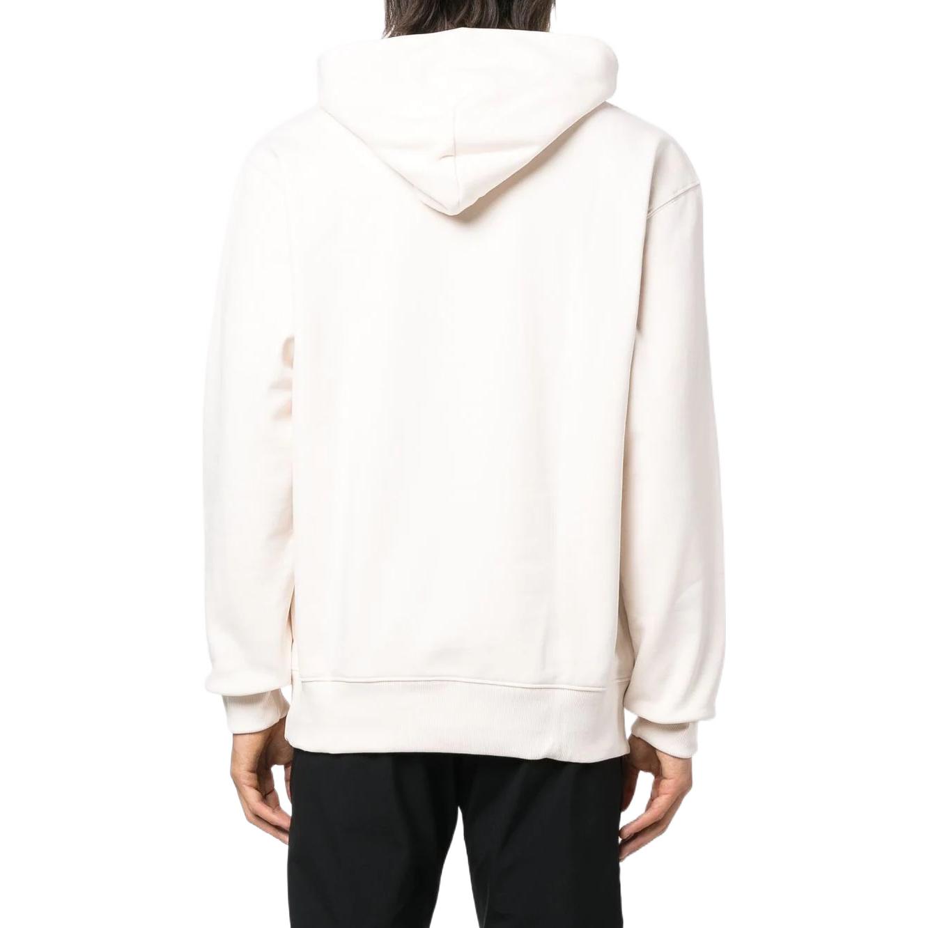 Men's adidas originals Solid Color Logo Hooded Pullover Long Sleeves Creamy White HK0318