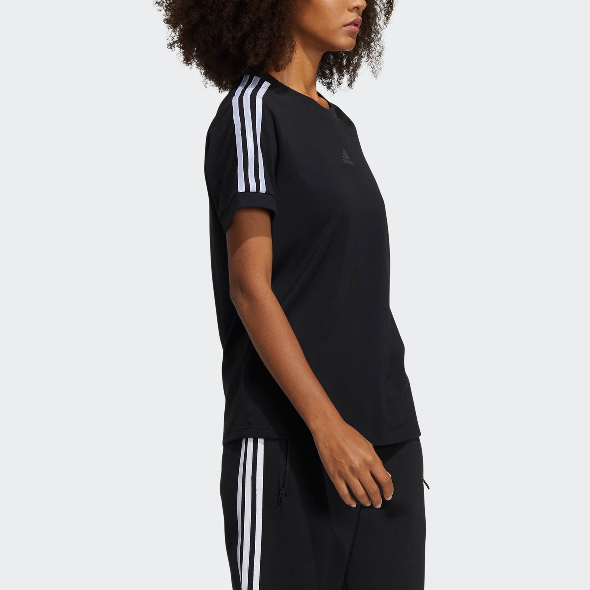 (WMNS) adidas Essentials Slim 3-stripes T-Shirts 'Black' HD0371