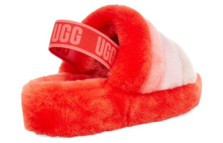 (WMNS) UGG Fluff Yeah Sandals Red White 1097169-LFMLT
