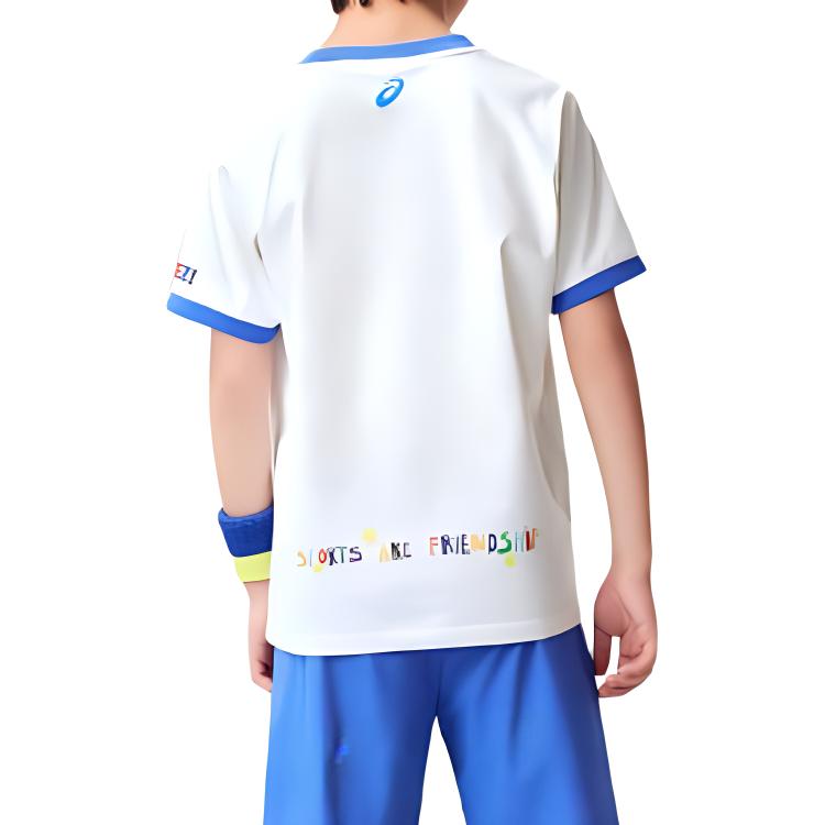 (GS) ASICS Casual Print T-shirt 'White Blue' 332241173039-10