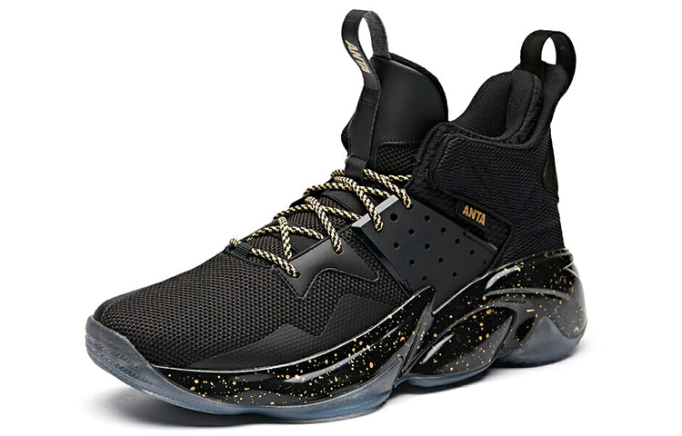 ANTA Mid Top Basketball Shoes 'Black Gold White' 91941181-3