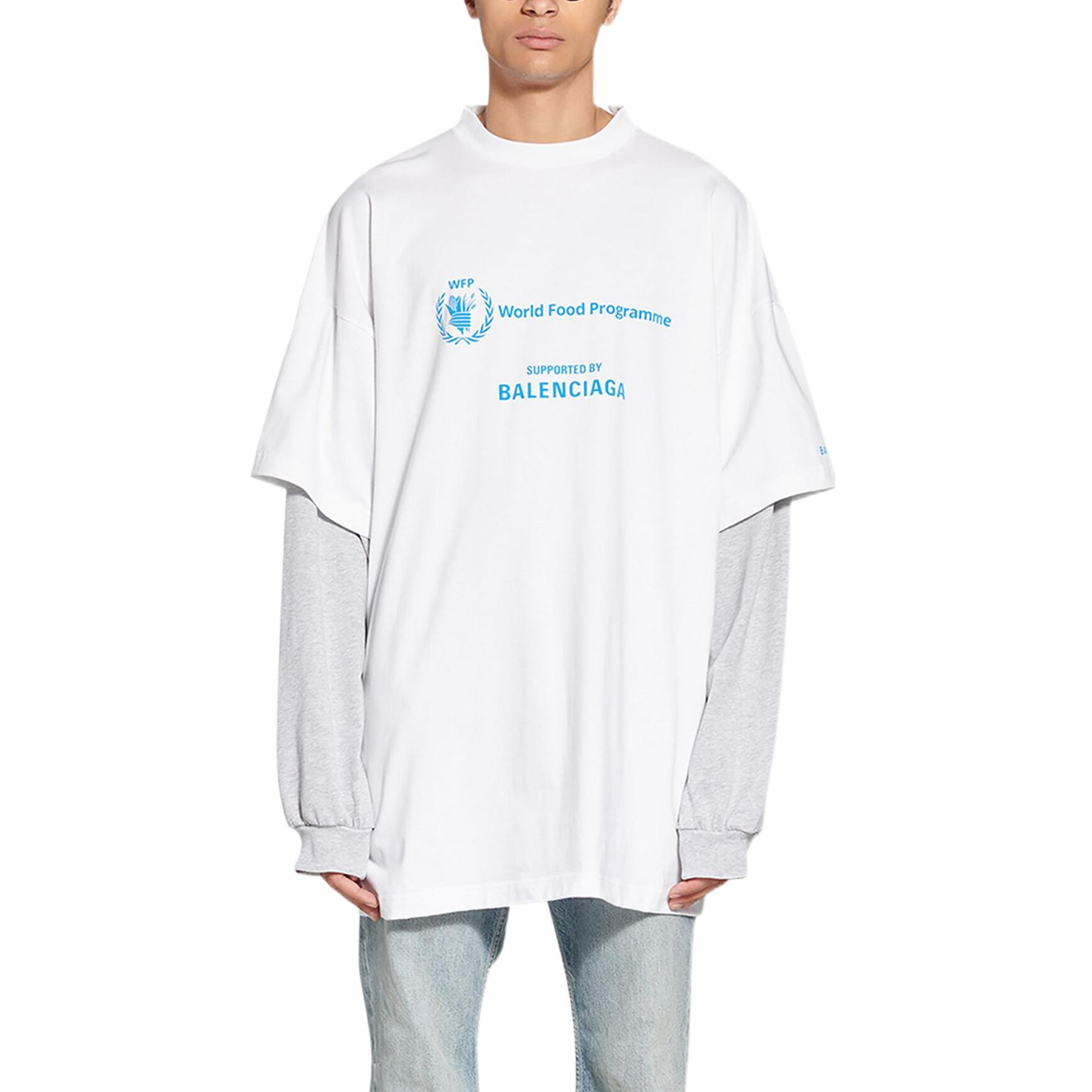 Balenciaga x WFP Double Sleeves T-Shirt 'White' 698089TMVL29086