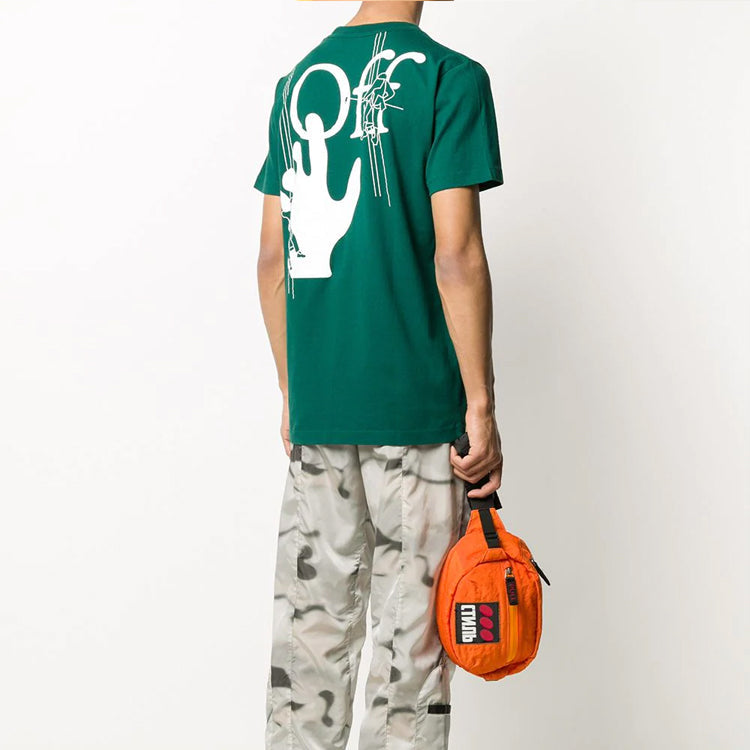 Men's Off-White logo Printing Green T-Shirt OMAA027E20JER0045701