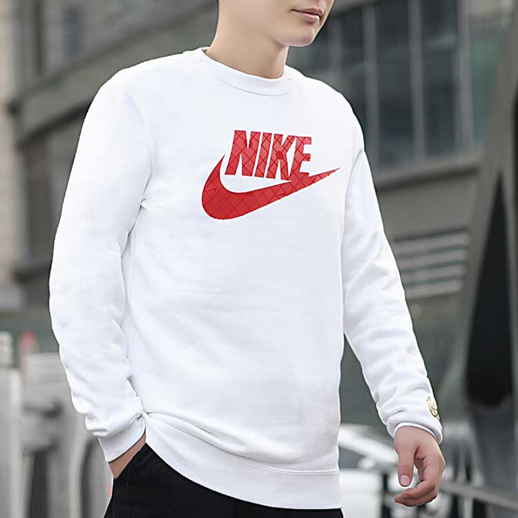 Men's Nike Fleece Lined Stay Warm Sports Round Neck Pullover White DH1390-100