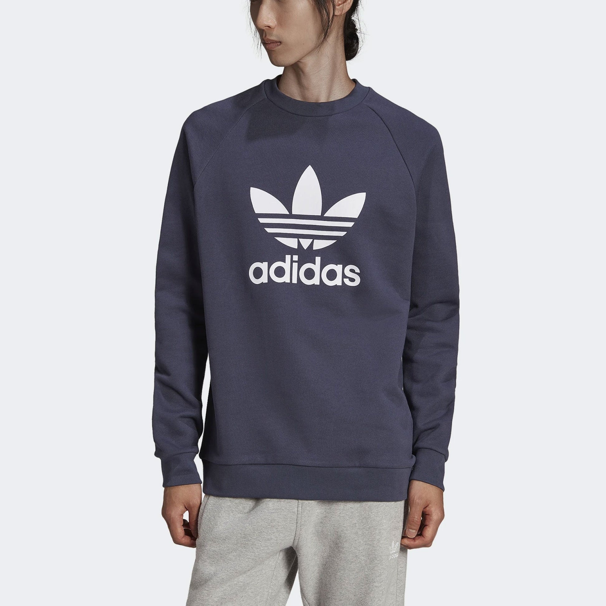 Men's adidas originals Alphabet Large Logo Round Neck Sports Navy Blue HE9490