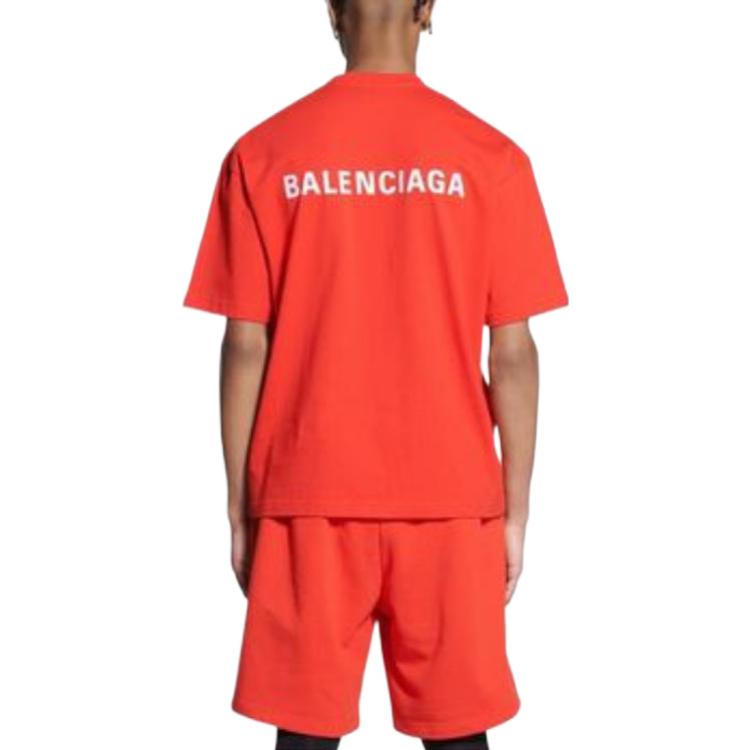 (WMNS) Balenciaga Logo Regular Fit T-Shirt 'Bright Red' 612965TMVF43168