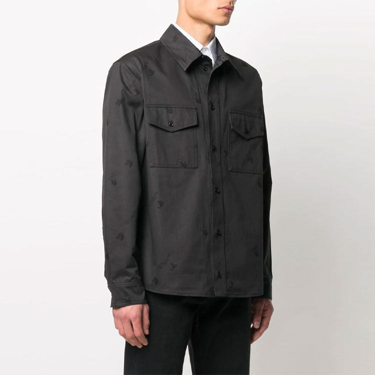 Men's Off-White SS21 Logo Printing Black Shirt OMGA164R21FAB0011010