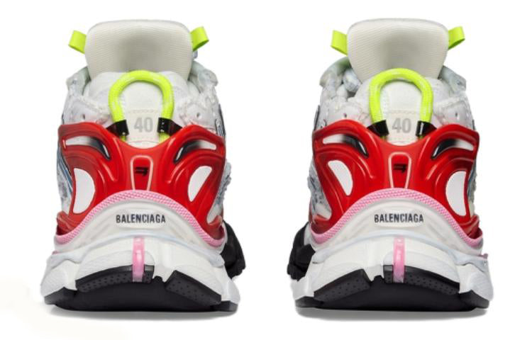 (WMNS) Balenciaga Runner Sneakers 'Worn Out White Blue Red Mesh and Nylon' 677402W3RB69645