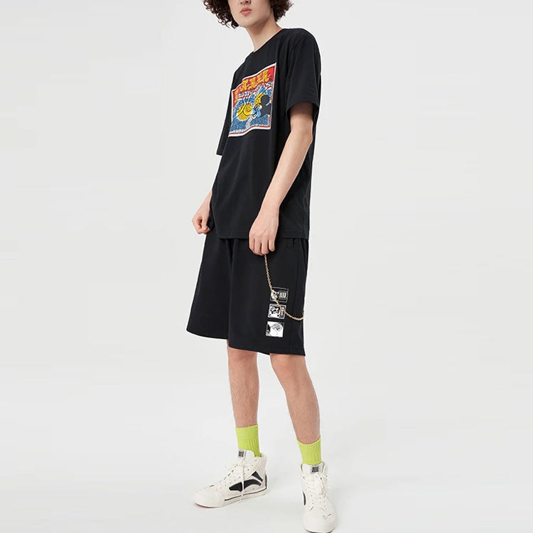 Li-Ning x Disney Crossover Mickey x Keith Haring Series Pattern Printing Sports Round Neck Short Sleeve Black AHSR499-2