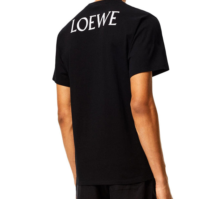 Men's LOEWE Chest Yellow Smiling Face Short Sleeve Black H616341X87-1100