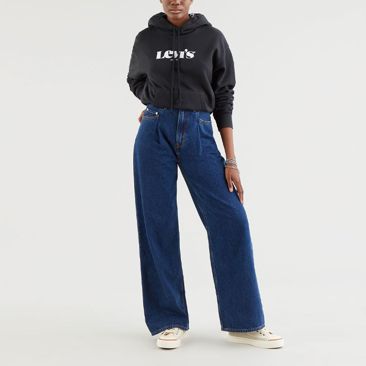 (WMNS) Levi's hooded Logo Printing Hoodie Black 18487-0004