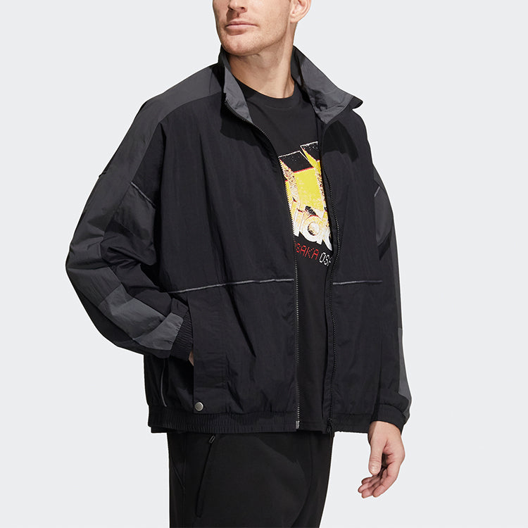 adidas Contrast Color Stitching Long Sleeves Sports Jacket Black HD0077