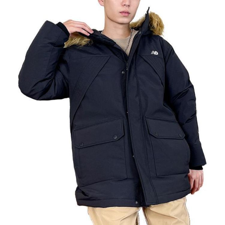 New Balance Warm Hooded Down Jacket Asia Sizing 'Black Brown' AMJ34323-BK