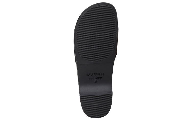 (WMNS) Balenciaga Logo Pool Clog Slides 'Black Rubber' 707094W1S9M1090