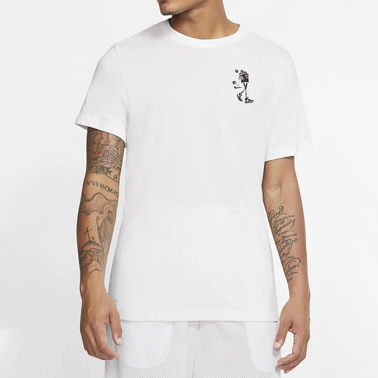 Nike Back Basketball Graffiti Printing Short Sleeve White CD0959-100