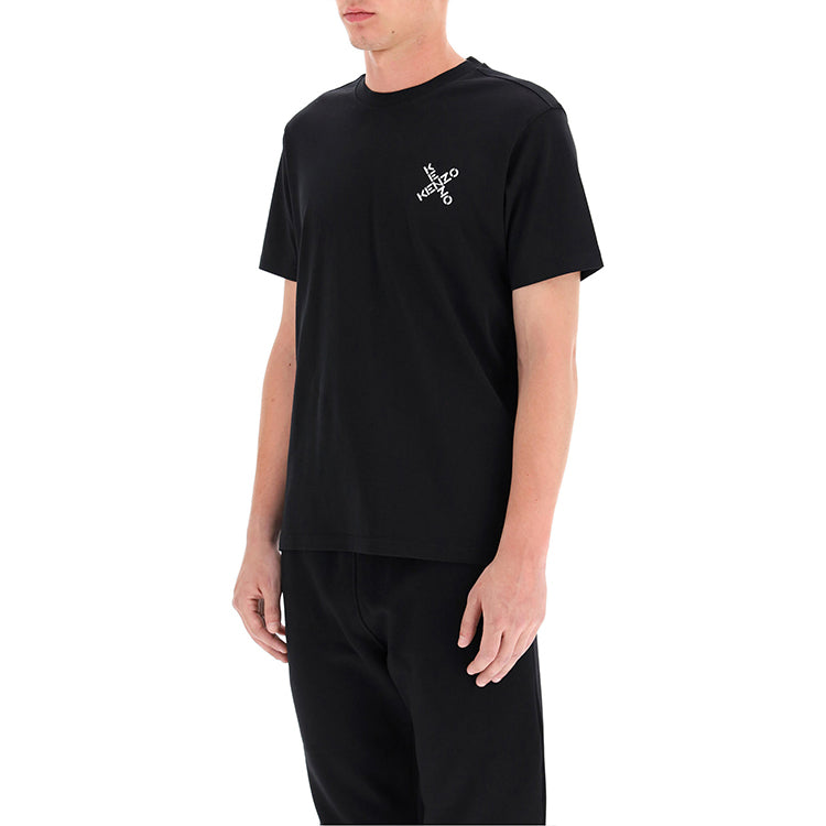 Men's KENZO FW20 Logo Micro Mark Round Neck Short Sleeve Black T-Shirt FA65TS0014SJ-99