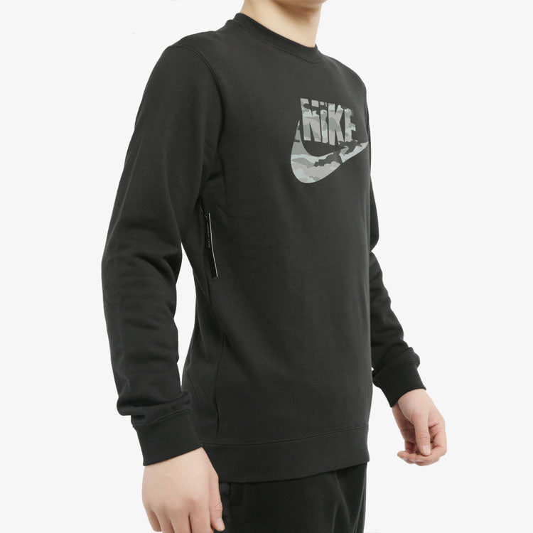 Nike camouflage front logo long sleeves sweatshirt 'Black'  CU4526-010