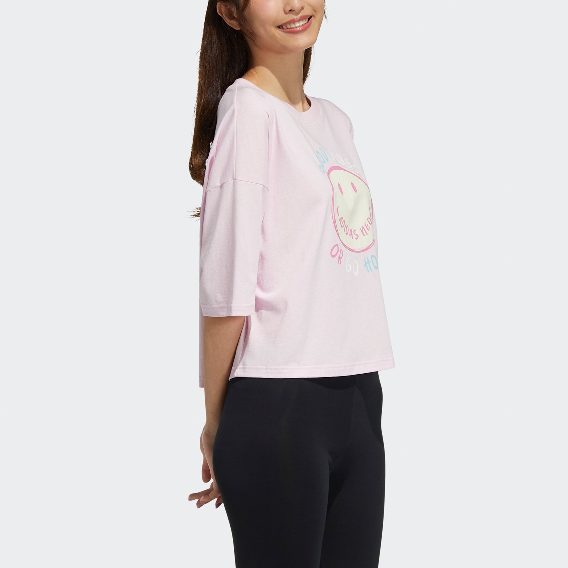 (WMNS) adidas neo Csmy Tee1 Casual Sports Smiling Face Printing Short Sleeve Pink Red H61981