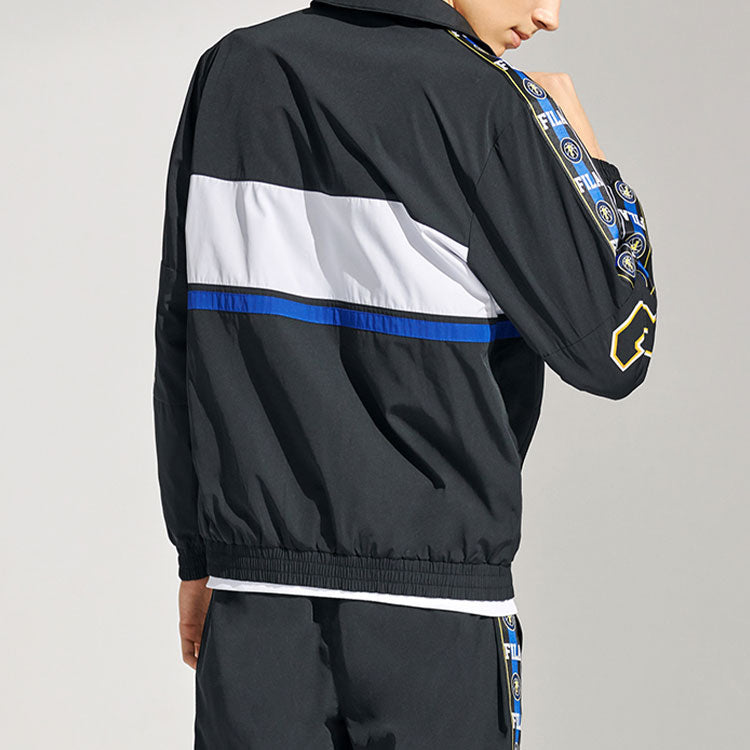 Men's FILA FUSION Loose Printing Long Sleeves Jacket Black T11M115709F-BK