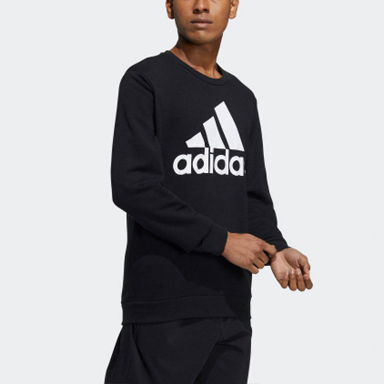 Men's adidas Bl Fl Swt Large Logo Printing Sports Pullover Black GK9074