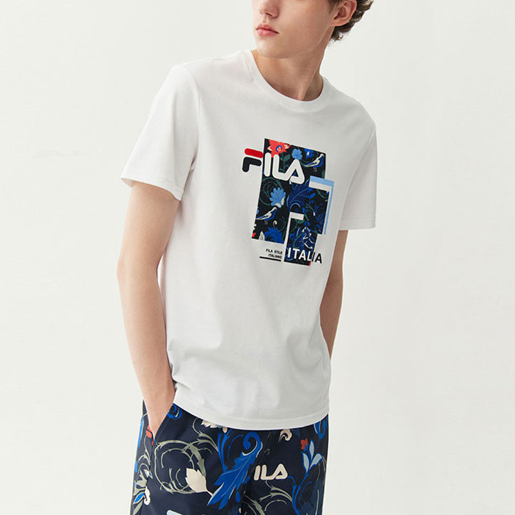 FILA Logo Printing Solid Color Pullover Short Sleeve White F11M118111F-WT