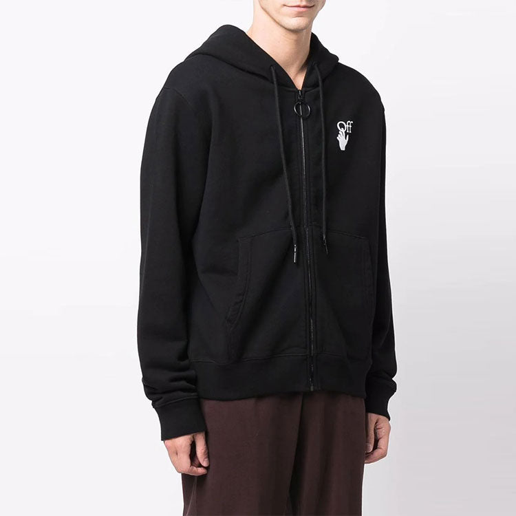 Men's Off-White FW21 Logo Arrow Pattern Zipper Loose Fit Black OMBE001F21FLE0041084