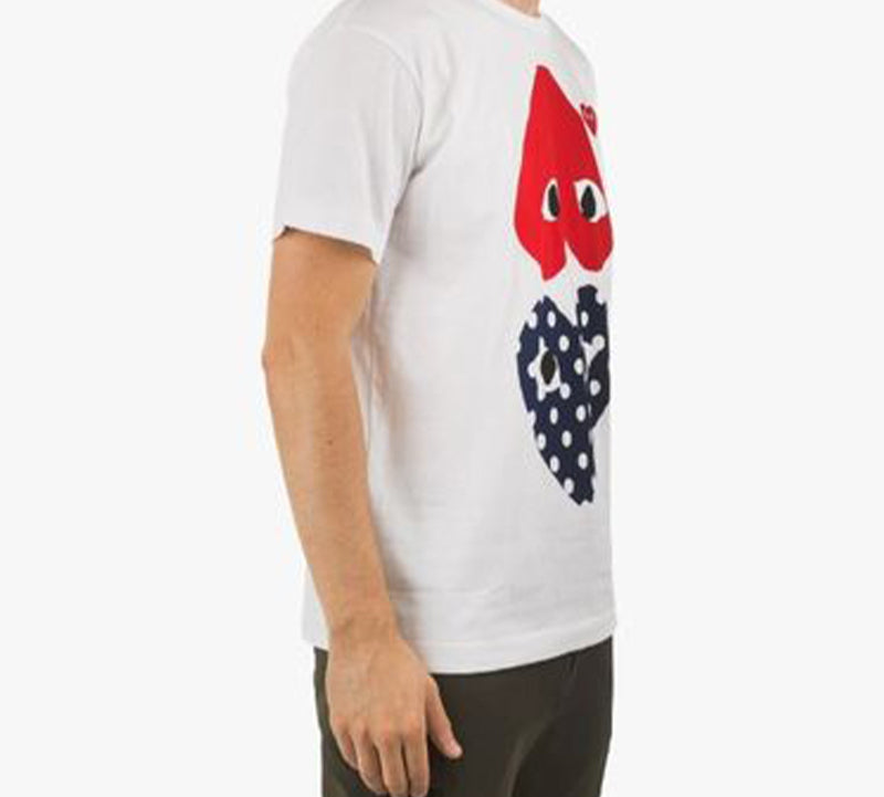 COMME des GARCONS PLAY Upside Down Polka Dot Tee 'White Red Navy' AZ-T240-051-1