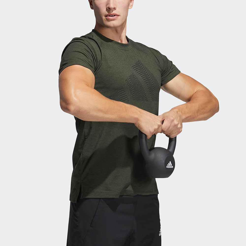 adidas Three-bar Tee Logo Printing Training Sports Short Sleeve Green GT7249