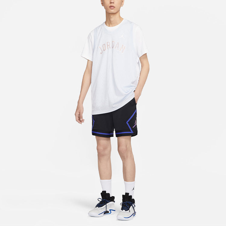 Men's Air Jordan Stripe Logo Printing Lacing Straight Sports Shorts Black DV9002-010