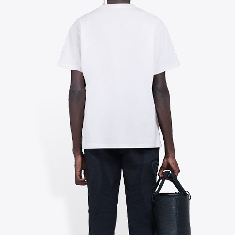 Men's Balenciaga Band Portrait Printing Logo Retro Short Sleeve White 612966TIV479000