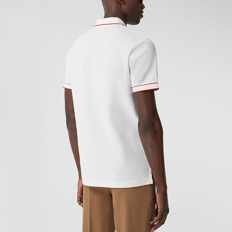 Men's Burberry Stripe Short Sleeve Polo Shirt White 80340751
