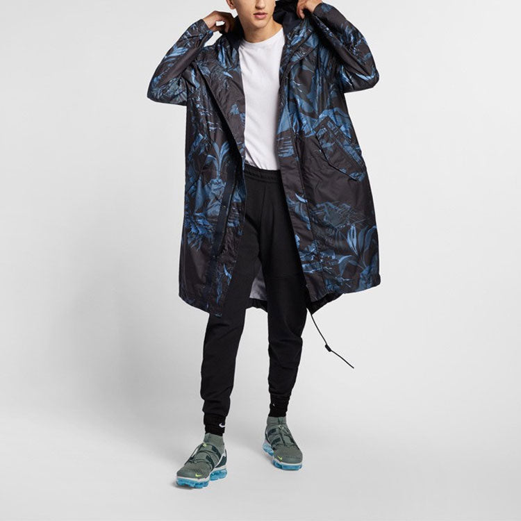 Nike Aop Printed Hooded Parka Coat 'Blue Black' AR1599-010