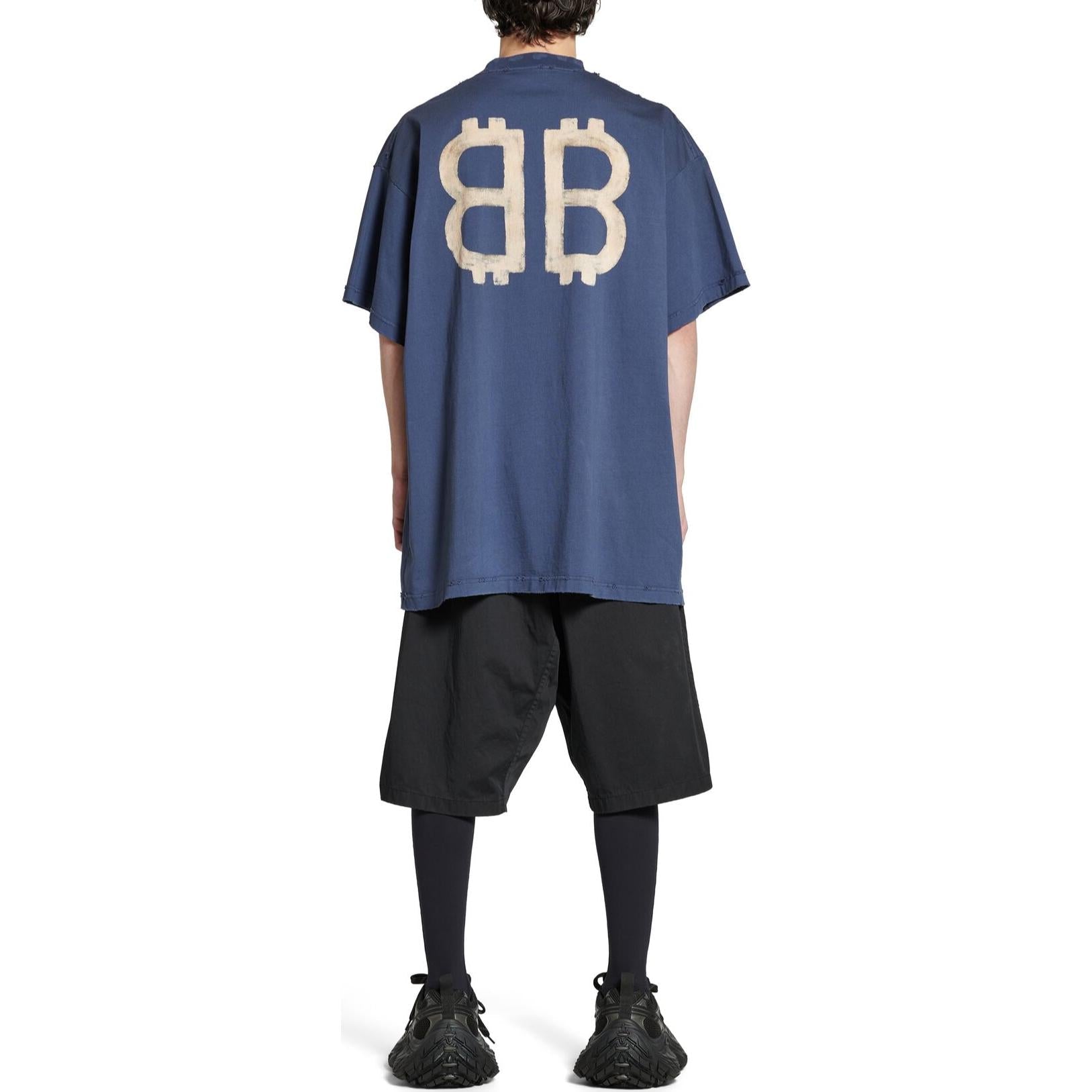 Balenciaga Crypto Oversized T-shirt 'Blue' 739028TOVU64108