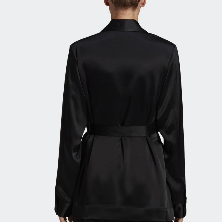 (WMNS) Y-3 Asymmetric Tunic Satin Shirt Black GK4836