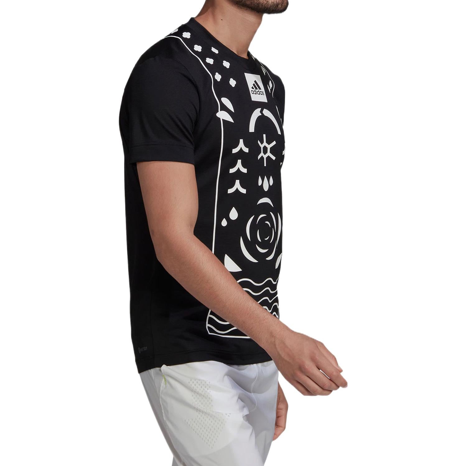 adidas Geometry Pattern Logo Printing Round Neck Short Sleeve Black HA2552