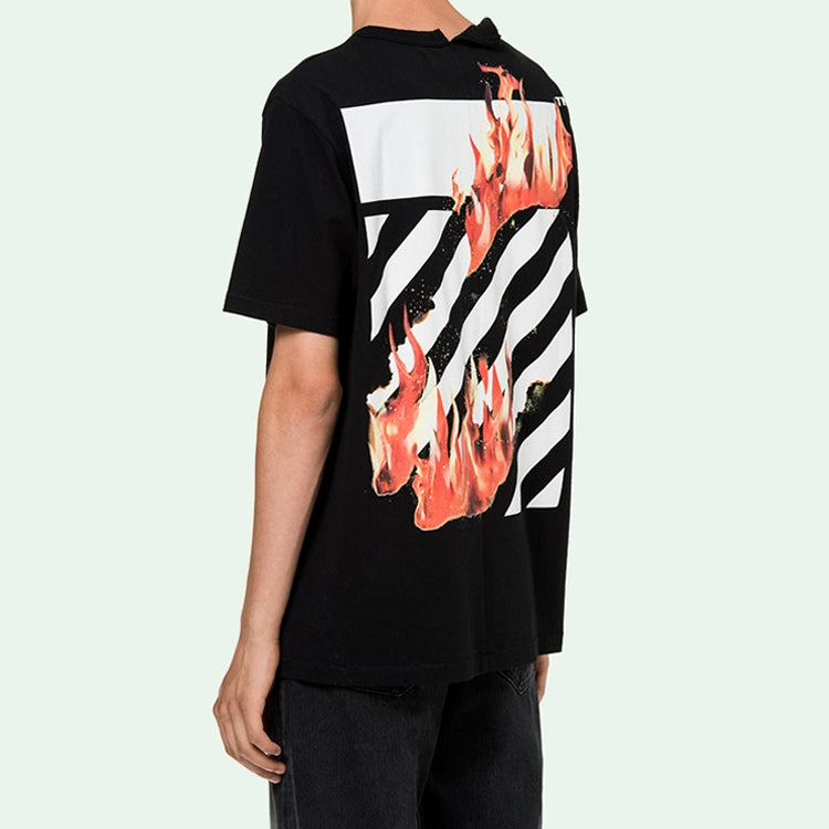 Off-White Virgil Abloh Black Diag Fire Short Sleeve OMAA032S181850781088