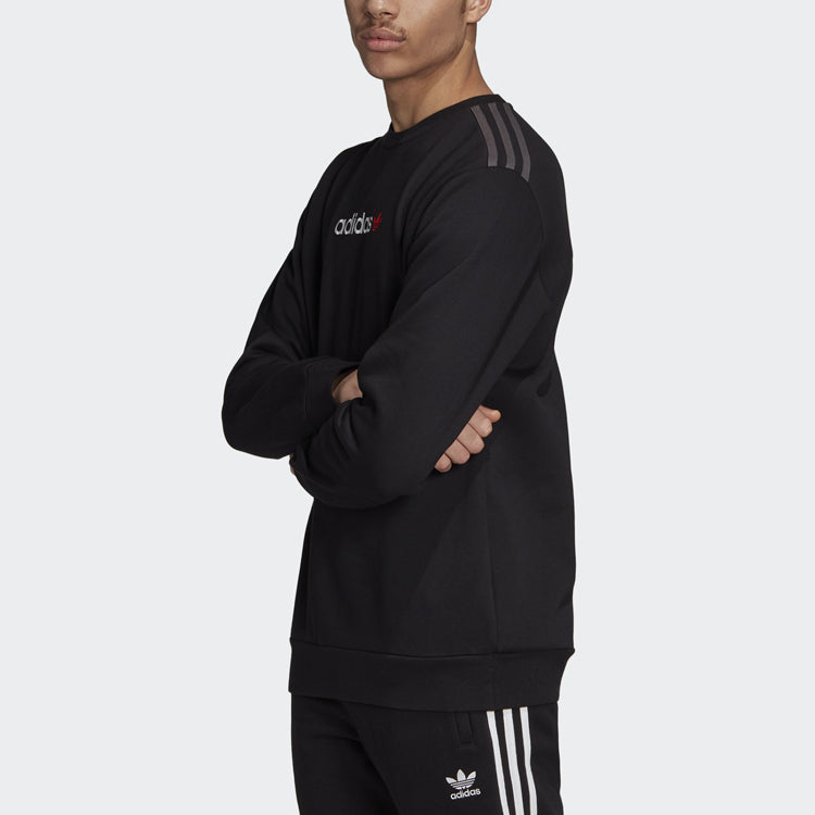 adidas originals Linear Crew logo Printing Casual Sports Black FT9281