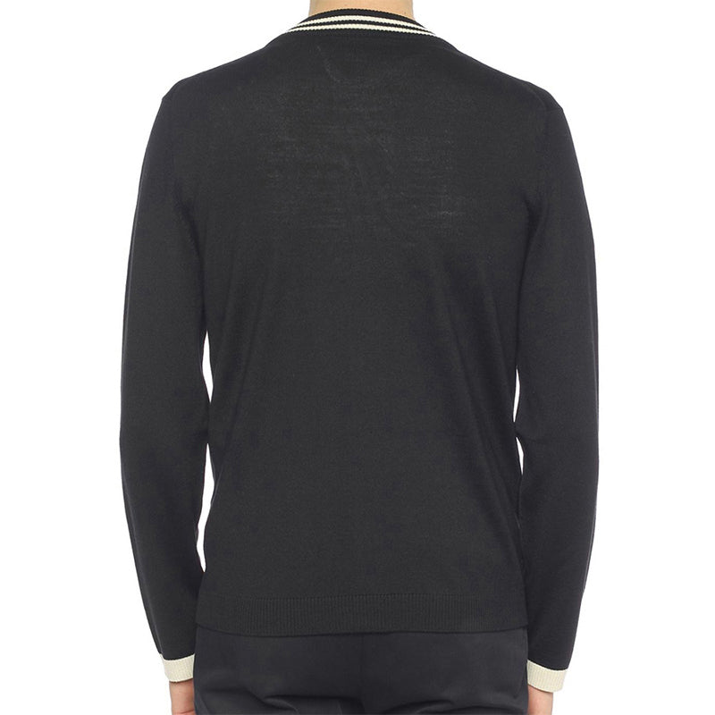 Men's Gucci Micro Mark Logo Wool Knitting Cardigan Black 496443-X9I00-1831
