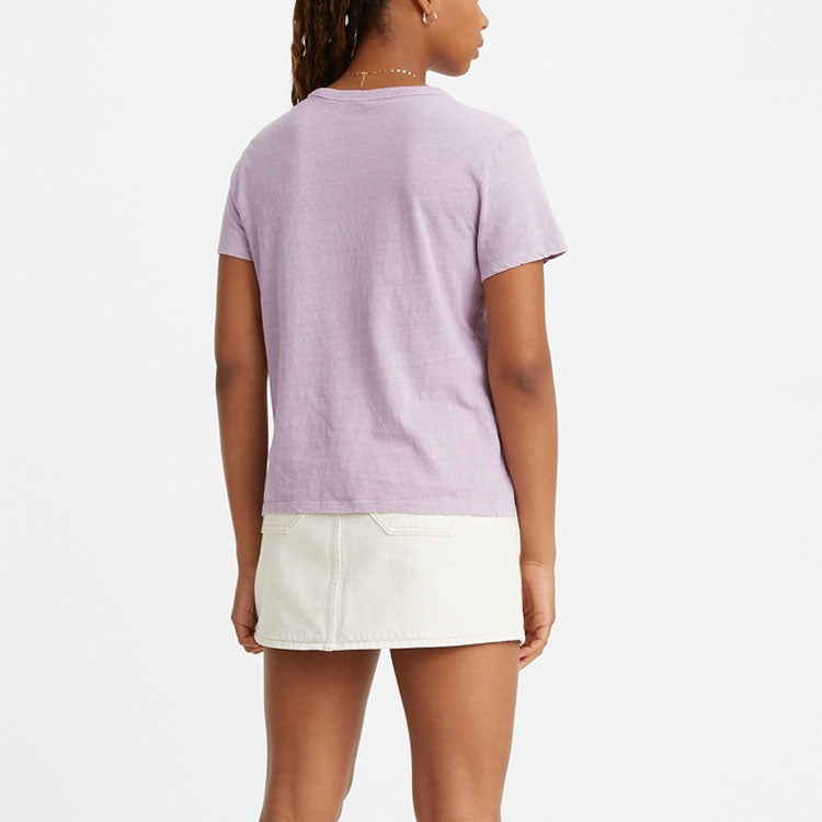 Levis Casual Solid Color Round Neck Short Sleeve Purple 85313-0013