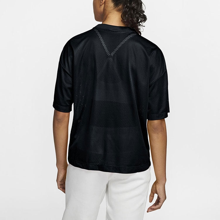 (WMNS) Nike Training Casual Sports Mesh Breathable Quick Dry Short Sleeve Black CK1457-010