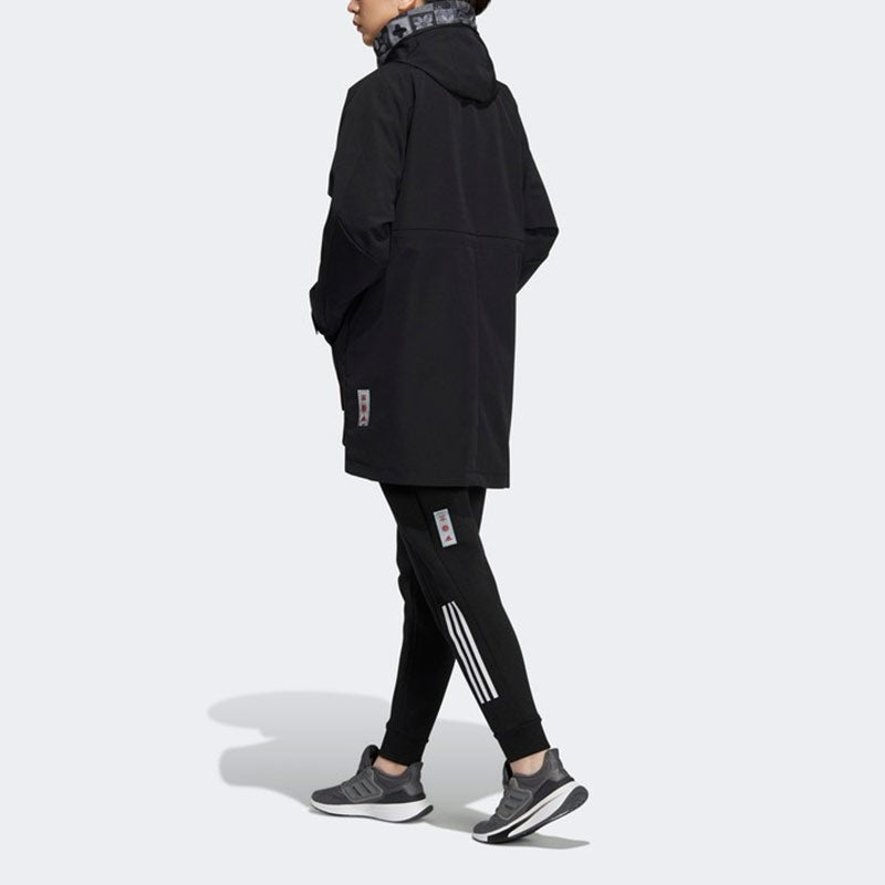 (WMNS) adidas Cny Long Jkt Limited Fleece Lined Stay Warm Mid-Length Woven Hooded Jacket Black HC2792